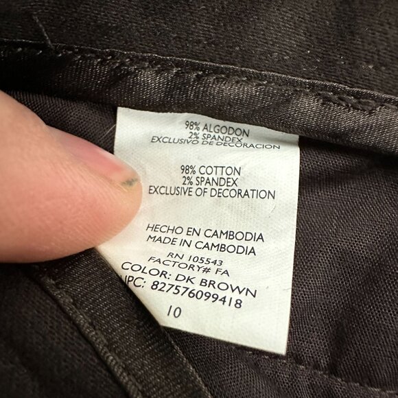 Daisy Fuentes Brown Bootcut Pants Classic Style Size 10 Comfortable Cotton Blend - Picture 4 of 5